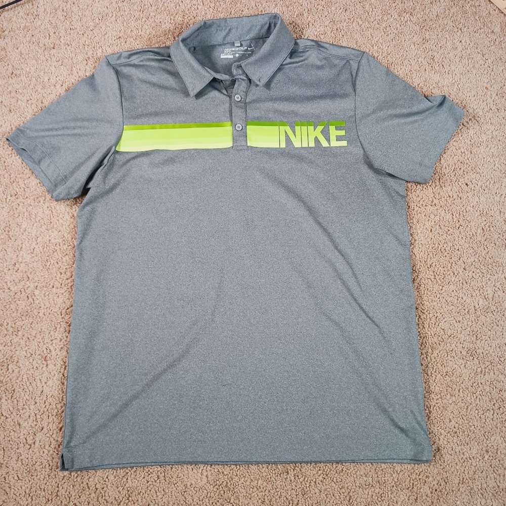 NIKE GOLF MENS GRAY/GREEN SPORT POLO SHIRT SIZE LARGE - Picture 8 of 8